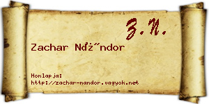 Zachar Nándor névjegykártya